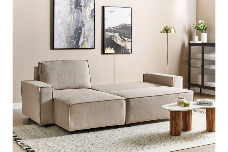 Dyshawn Hjørnesovesofa 2-personers - Beige/Sort - Møbler - Sofaer - Sovesofaer