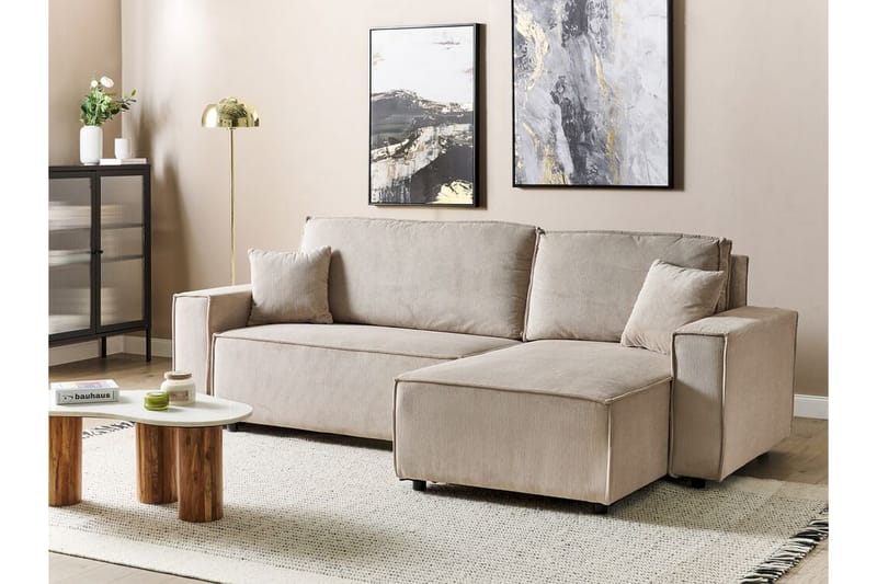 Dyshawn Hjørnesovesofa 2-personers - Beige/Sort - Møbler - Sofaer - Sovesofaer