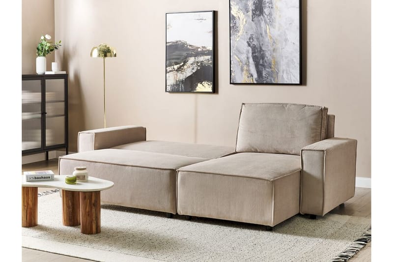 Dyshawn Hjørnesovesofa 2-personers - Beige/Sort - Møbler - Sofaer - Sovesofaer