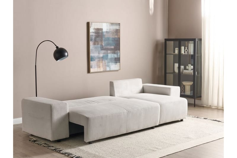 Dysis Hjørnesovesofa 3-personers - Beige/Sort - Møbler - Sofaer - Sovesofaer