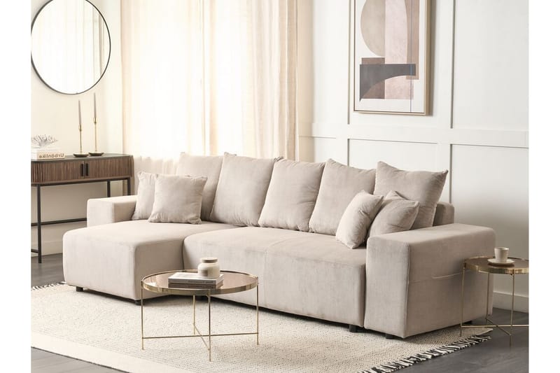 Dysis Hjørnesovesofa 3-personers - Taupe/Sort - Møbler - Sofaer - Sovesofaer