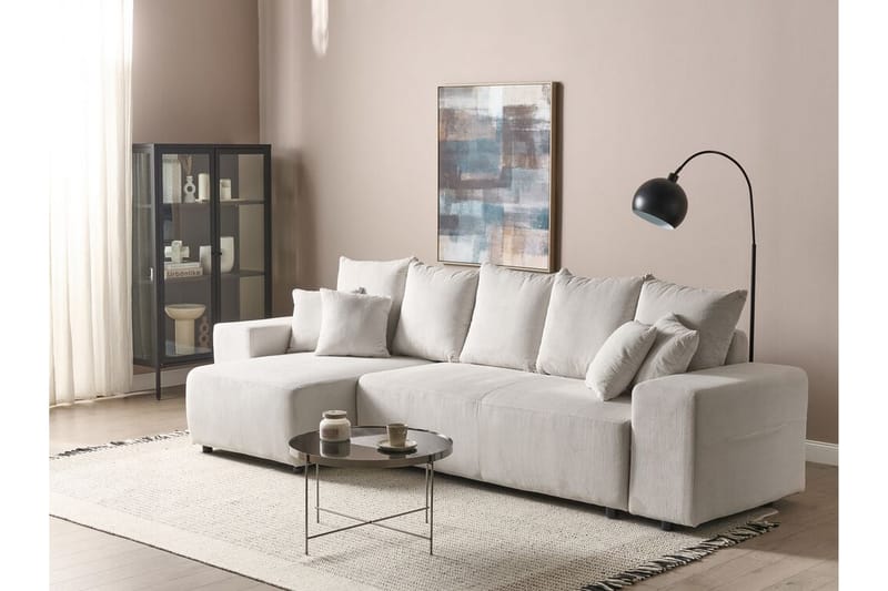 Dysis Hjørnesovesofa 3-personers - Beige/Sort - Møbler - Sofaer - Sovesofaer