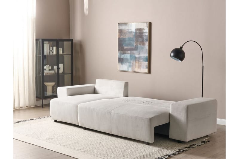 Dysis Hjørnesovesofa 3-personers - Beige/Sort - Møbler - Sofaer - Sovesofaer