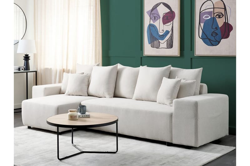 Dysis Hjørnesovesofa 3-personers - Beige/Sort - Møbler - Sofaer - Sovesofaer