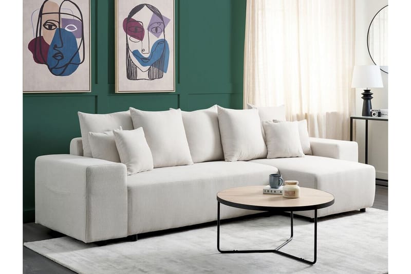 Dysis Hjørnesovesofa 3-personers - Beige/Sort - Møbler - Sofaer - Sovesofaer