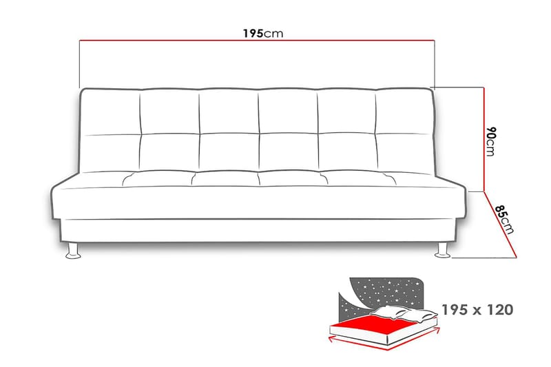 Enduro sovesofa 195x85x90 cm - Møbler - Sofaer - Sovesofaer