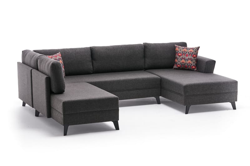 Eriska U-sovesofa - Antracit/Sort - Møbler - Sofaer - Sovesofaer