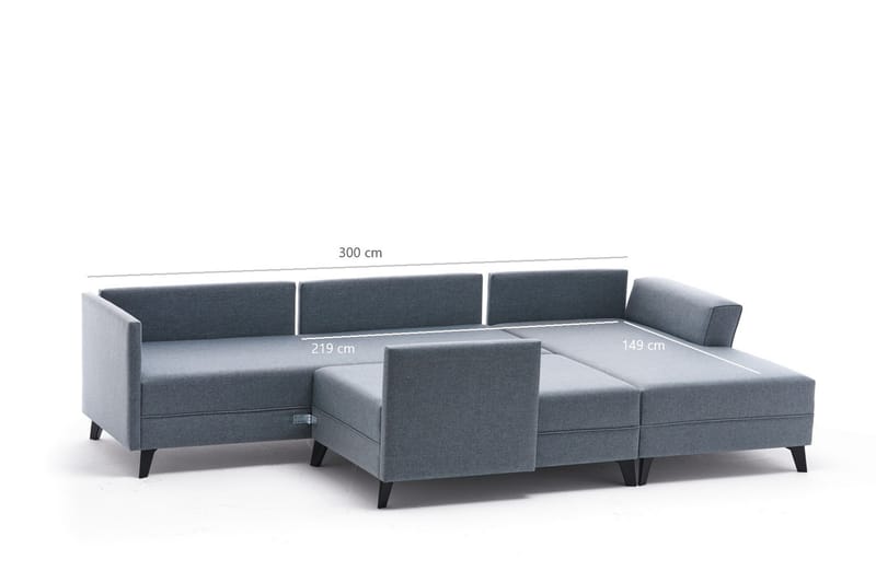 Eriska U-sovesofa - Blå/Sort - Møbler - Sofaer - Sovesofaer