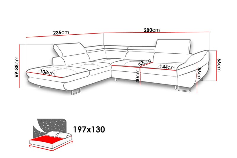 Fabio Sovesofa med diva 280x235x88 cm - Møbler - Sofaer - Sovesofaer