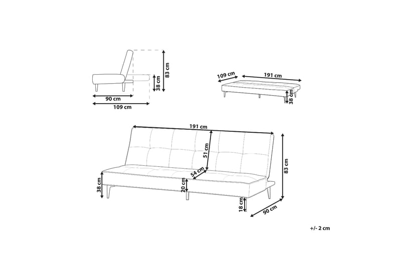 Faizal Sovesofa 3-personers - Beige/Sort - Møbler - Sofaer - Sovesofaer