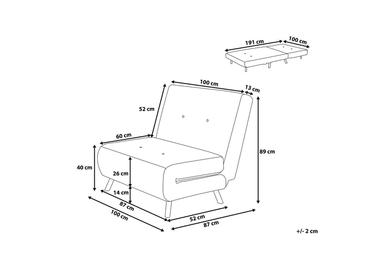 Farris sovesofa 100 cm - Sort - Møbler - Sofaer - Sovesofaer