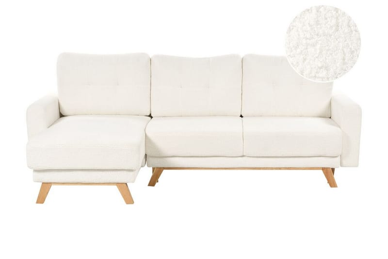 Faustin Hjørnesovesofa 3-personers - Hvid/Lyst træ - Møbler - Sofaer - Sovesofaer