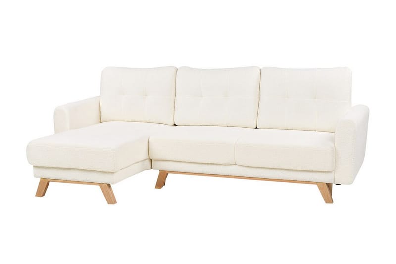 Faustin Hjørnesovesofa 3-personers - Hvid/Lyst træ - Møbler - Sofaer - Sovesofaer