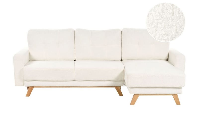 Faustin Hjørnesovesofa 3-personers - Hvid/Lyst træ - Møbler - Sofaer - Sovesofaer