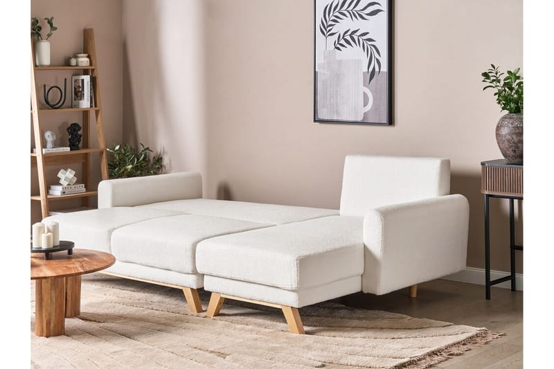 Faustin Hjørnesovesofa 3-personers - Hvid/Lyst træ - Møbler - Sofaer - Sovesofaer