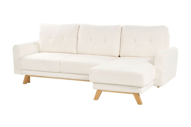 Faustin Hjørnesovesofa 3-personers - Hvid/Lyst træ - Møbler - Sofaer - Sovesofaer