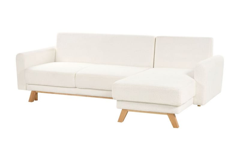 Faustin Hjørnesovesofa 3-personers - Hvid/Lyst træ - Møbler - Sofaer - Sovesofaer