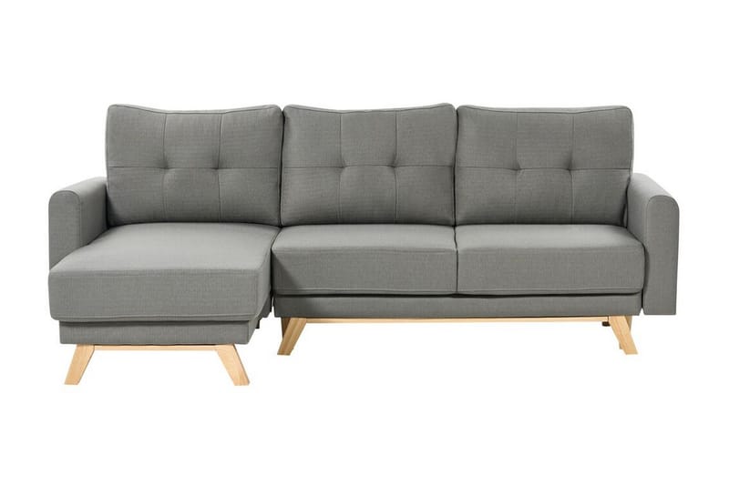 Faustin Hjørnesovesofa 3-personers - Grå/Lyst træ - Møbler - Sofaer - Sovesofaer