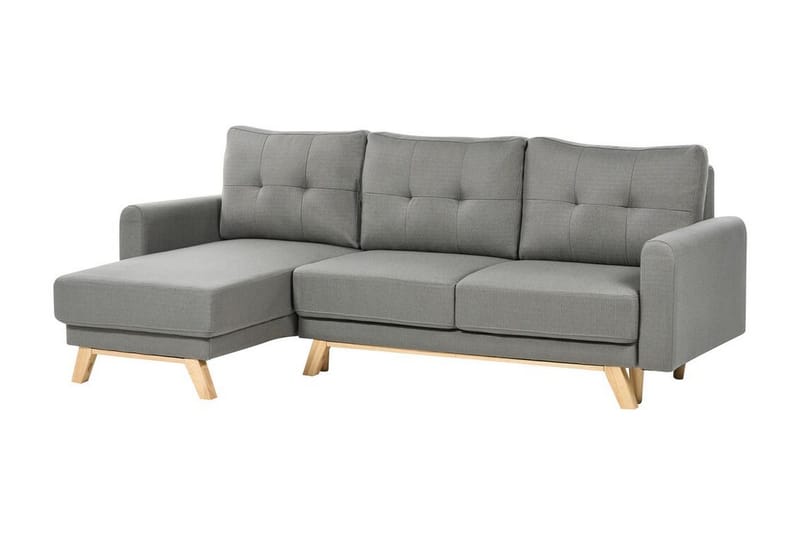 Faustin Hjørnesovesofa 3-personers - Grå/Lyst træ - Møbler - Sofaer - Sovesofaer