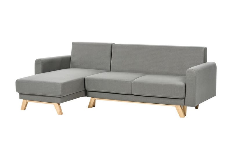 Faustin Hjørnesovesofa 3-personers - Grå/Lyst træ - Møbler - Sofaer - Sovesofaer