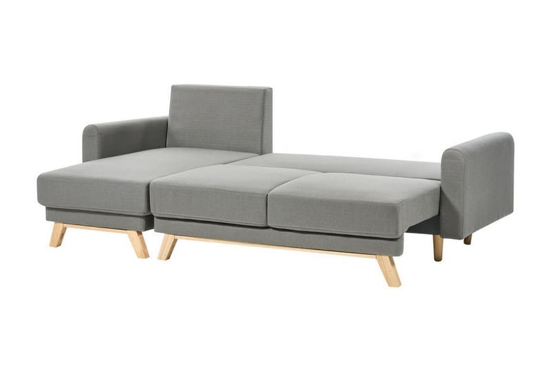 Faustin Hjørnesovesofa 3-personers - Grå/Lyst træ - Møbler - Sofaer - Sovesofaer