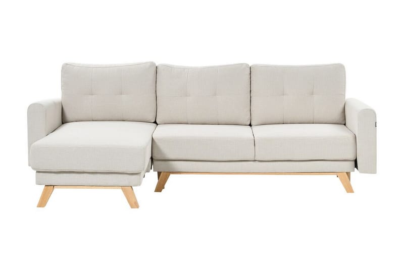 Faustin Hjørnesovesofa 3-personers - Beige/Lyst træ - Møbler - Sofaer - Sovesofaer