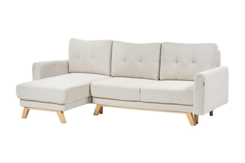 Faustin Hjørnesovesofa 3-personers - Beige/Lyst træ - Møbler - Sofaer - Sovesofaer