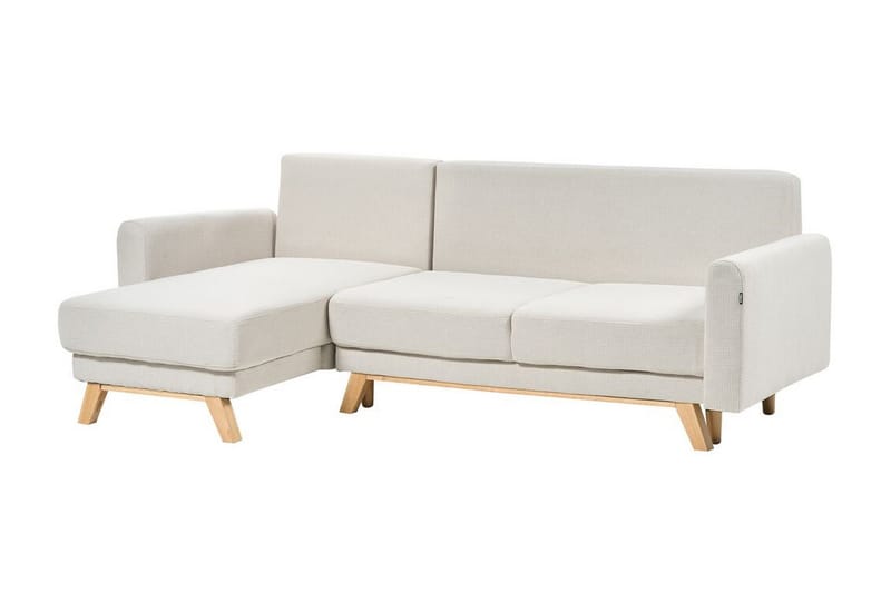 Faustin Hjørnesovesofa 3-personers - Beige/Lyst træ - Møbler - Sofaer - Sovesofaer