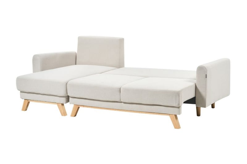 Faustin Hjørnesovesofa 3-personers - Beige/Lyst træ - Møbler - Sofaer - Sovesofaer