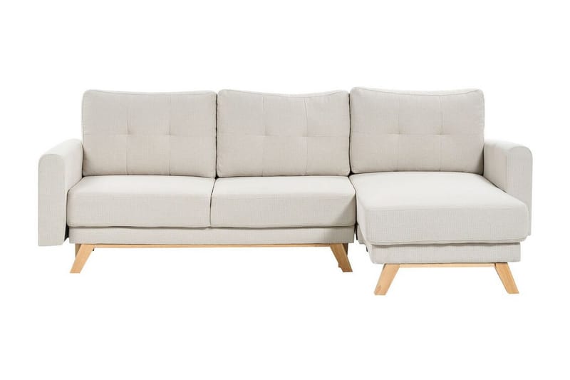 Faustin Hjørnesovesofa 3-personers - Beige/Lyst træ - Møbler - Sofaer - Sovesofaer