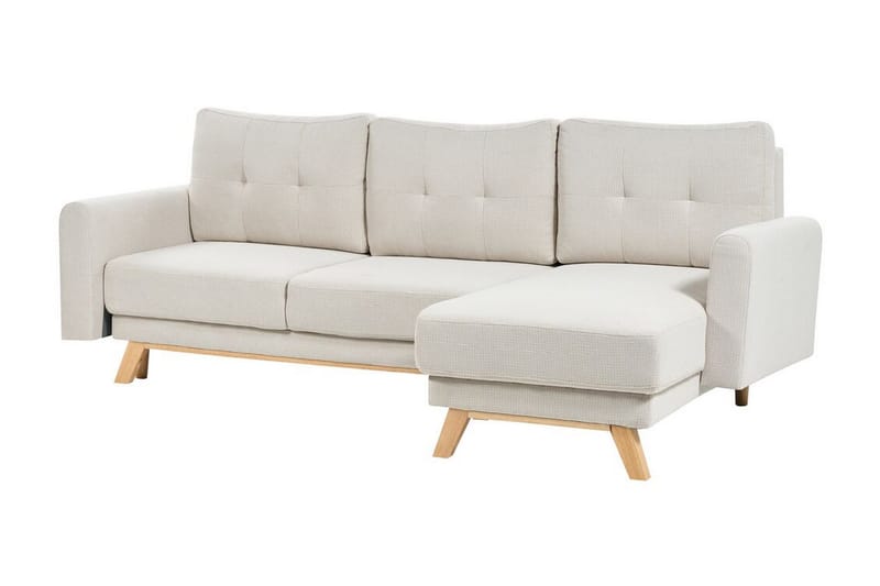 Faustin Hjørnesovesofa 3-personers - Beige/Lyst træ - Møbler - Sofaer - Sovesofaer