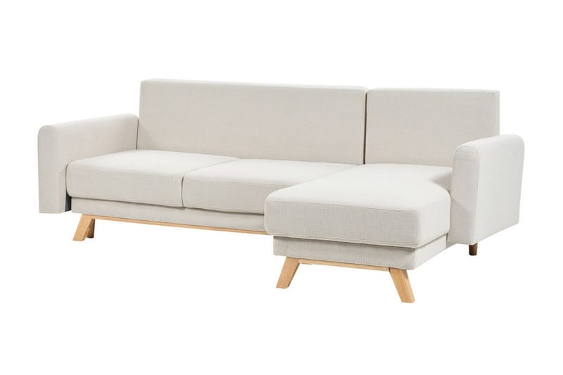 Faustin Hjørnesovesofa 3-personers - Beige/Lyst træ - Møbler - Sofaer - Sovesofaer