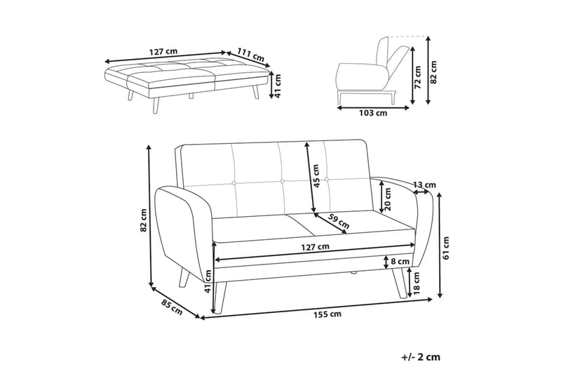 Feliks Sovesofa 2-personers - Hvid/Lyst træ - Møbler - Sofaer - Sovesofaer