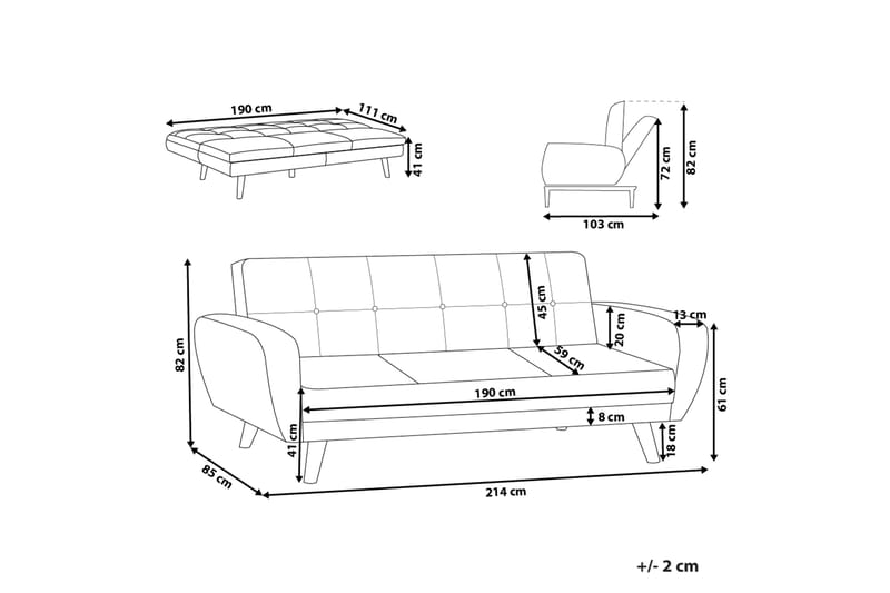 Feliks Sovesofa 3-personers - Hvid/Lyst træ - Møbler - Sofaer - Sovesofaer