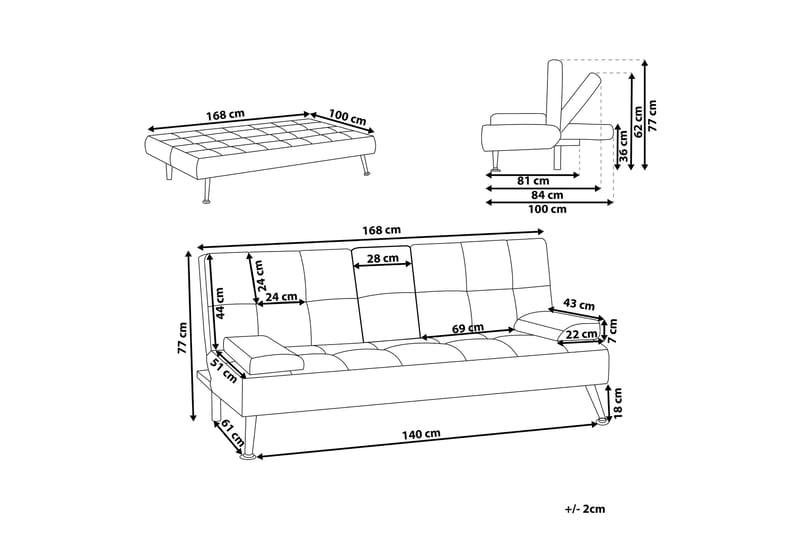 Ferne Sovesofa 3-personers - Beige/Sølv - Møbler - Sofaer - Sovesofaer