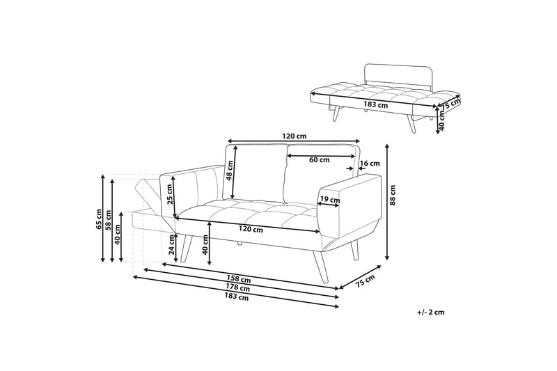 Ferrel Sovesofa 2-personers - Rosa/Sort - Møbler - Sofaer - Sovesofaer