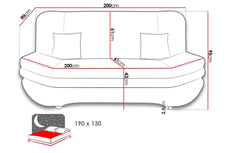 Figurelle Sovesofa 2-personers - Beige/Flerfarvet - Møbler - Sofaer - Sovesofaer