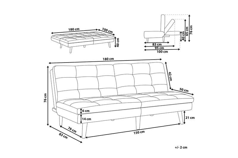 Finan Sovesofa 3-personers - Sort/Mørkt træ - Møbler - Sofaer - Sovesofaer