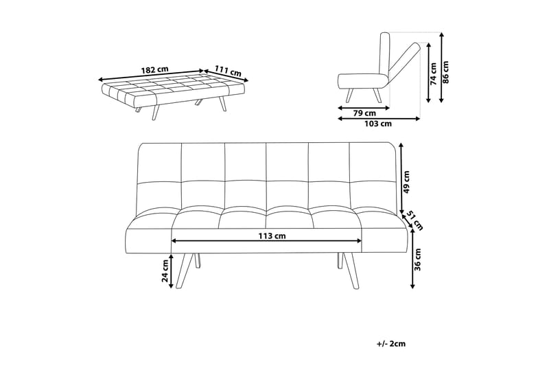 Fiora Sovesofa 3-personers - Brun/Lyst træ - Møbler - Sofaer - Sovesofaer