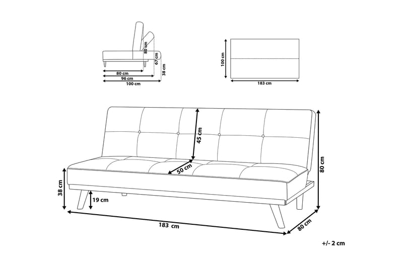 Froya sovesofa 183 cm - Grå - Møbler - Sofaer - Sovesofaer