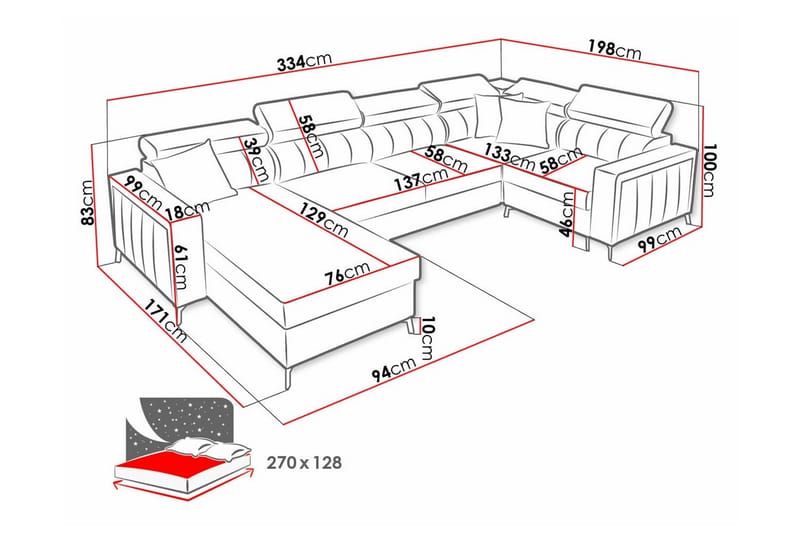 Galbally 4-personers hjørnesofaseng - Beige/Lys beige - Møbler - Sofaer - Sovesofaer