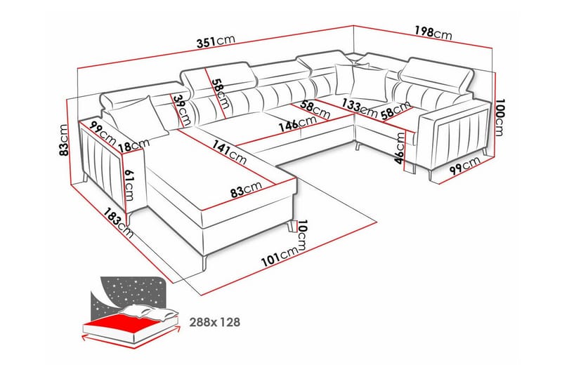 Galbally 5-personers hjørnesofaseng - Beige - Møbler - Sofaer - Sovesofaer