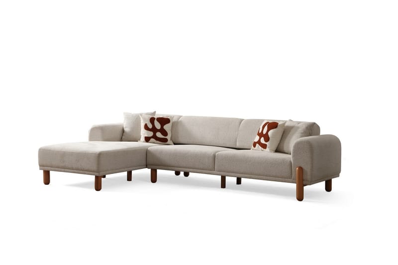 Godiva Sovesofa med Chaiselong 3-personers - Creme - Møbler - Sofaer - Sovesofaer