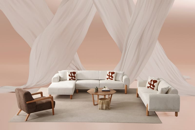 Godiva Sovesofa med Chaiselong 3-personers - Creme - Møbler - Sofaer - Sovesofaer