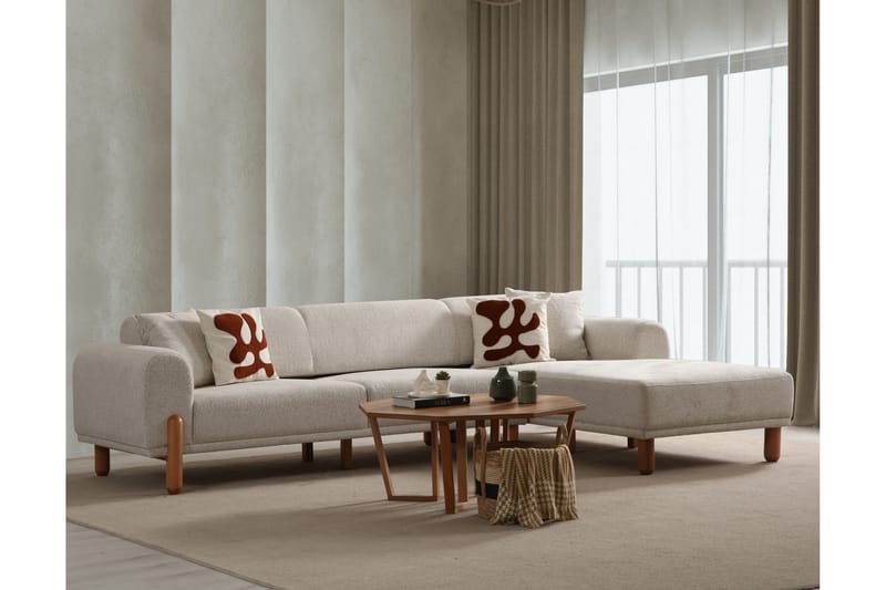 Godiva Sovesofa med Chaiselong 3-personers - Creme - Møbler - Sofaer - Sovesofaer