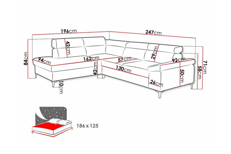 Graystone 3-pers. Hjørnesovesofa - Lysegrå - Møbler - Sofaer - Sovesofaer