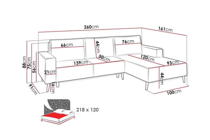 Graystone 3-pers. Hjørnesovesofa - Beige - Møbler - Sofaer - Sovesofaer