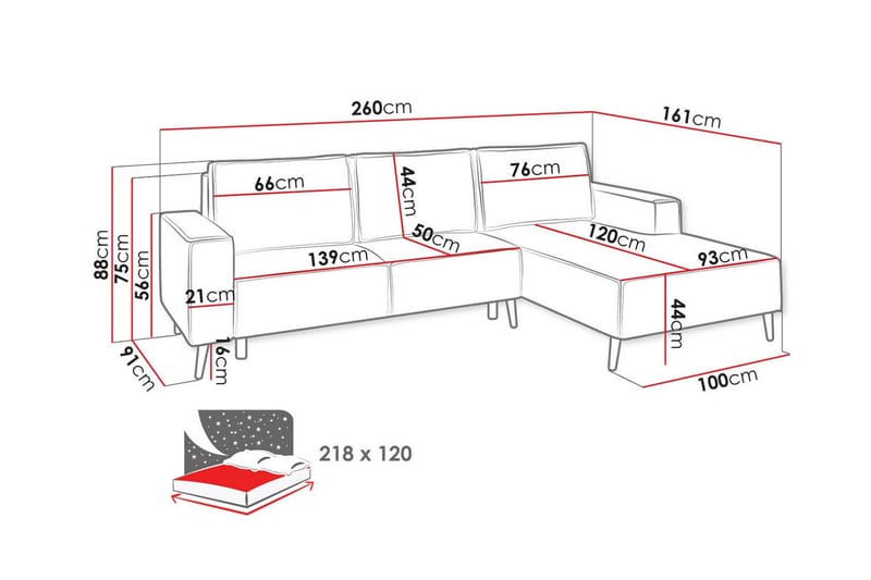 Graystone 3-pers. Hjørnesovesofa - Lysegrå - Møbler - Sofaer - Sovesofaer