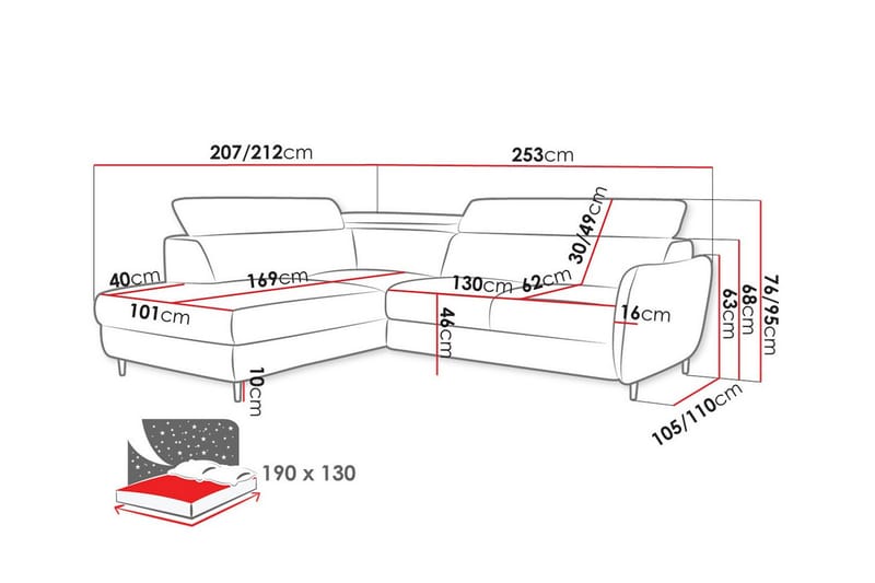 Graystone 3-pers. Hjørnesovesofa - Lysegrå - Møbler - Sofaer - Sovesofaer