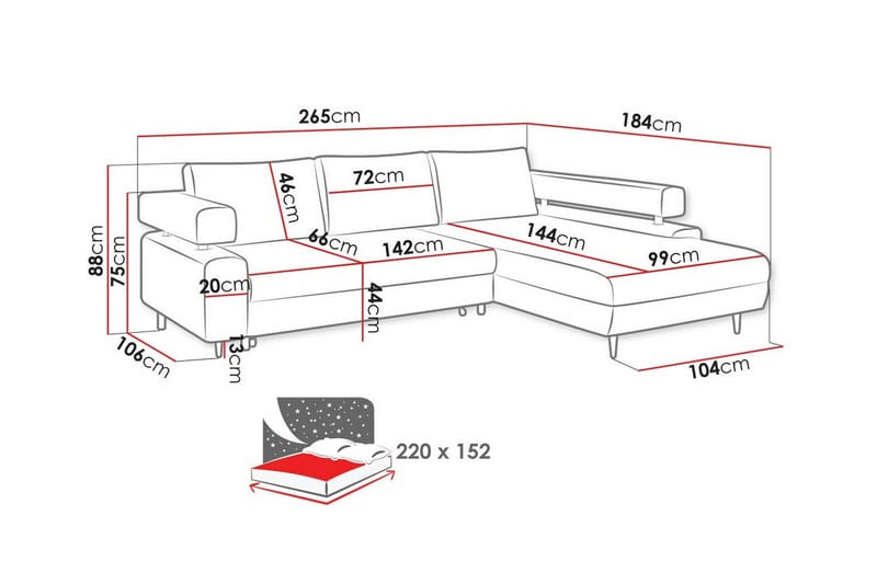 Graystone 3-pers. Hjørnesovesofa - Grå - Møbler - Sofaer - Sovesofaer